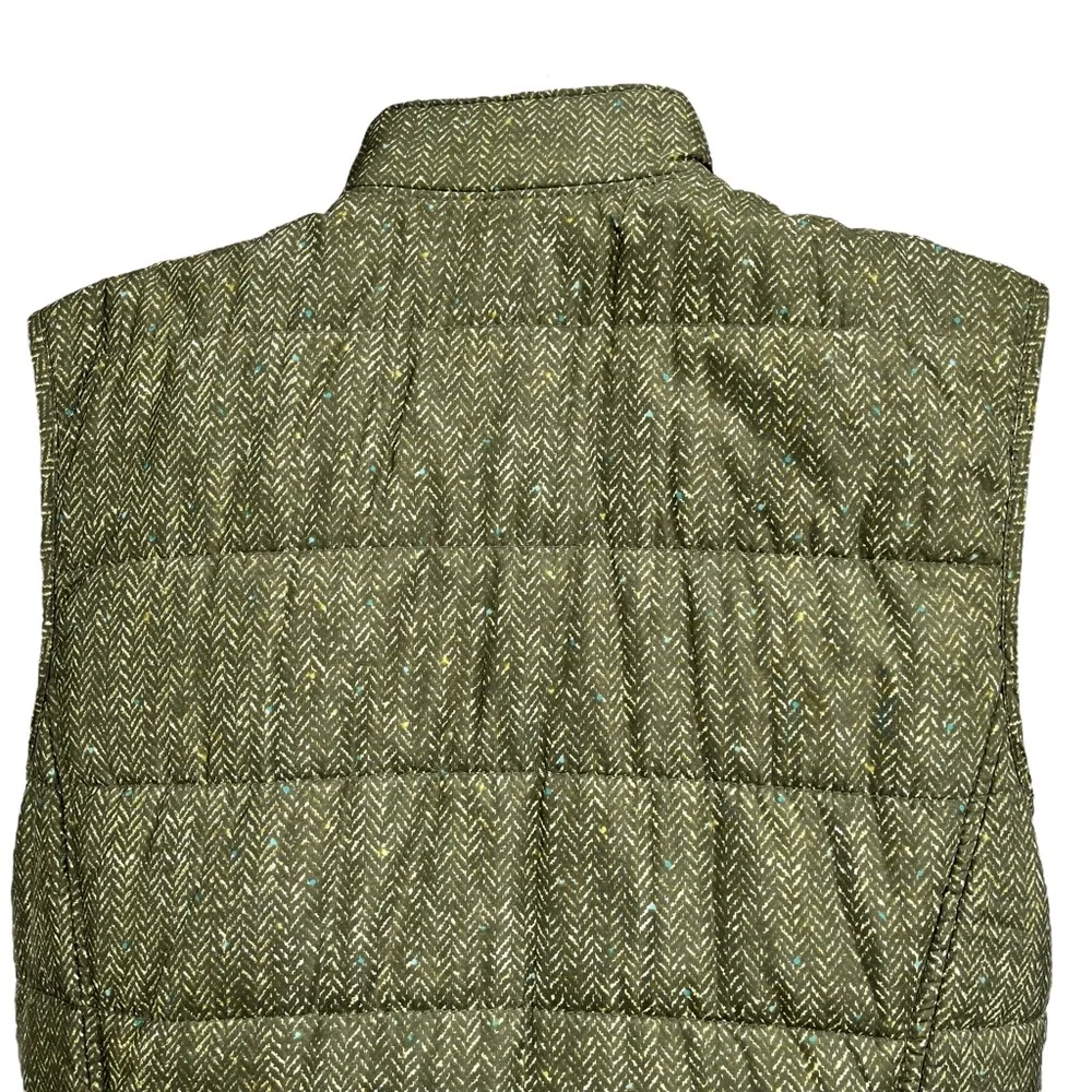J.‎ Jill Women’s Small Balsam Green Herringbone Chevron Print Puffer Vest